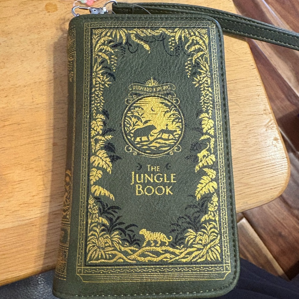 Green Jungle Book Wristlet with Gold Accents